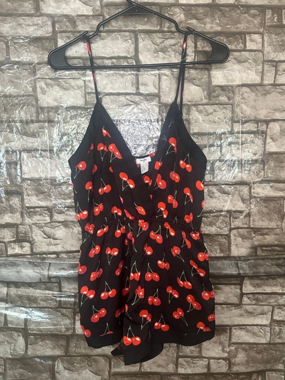 Forever 21 cherry camisole romper size medium